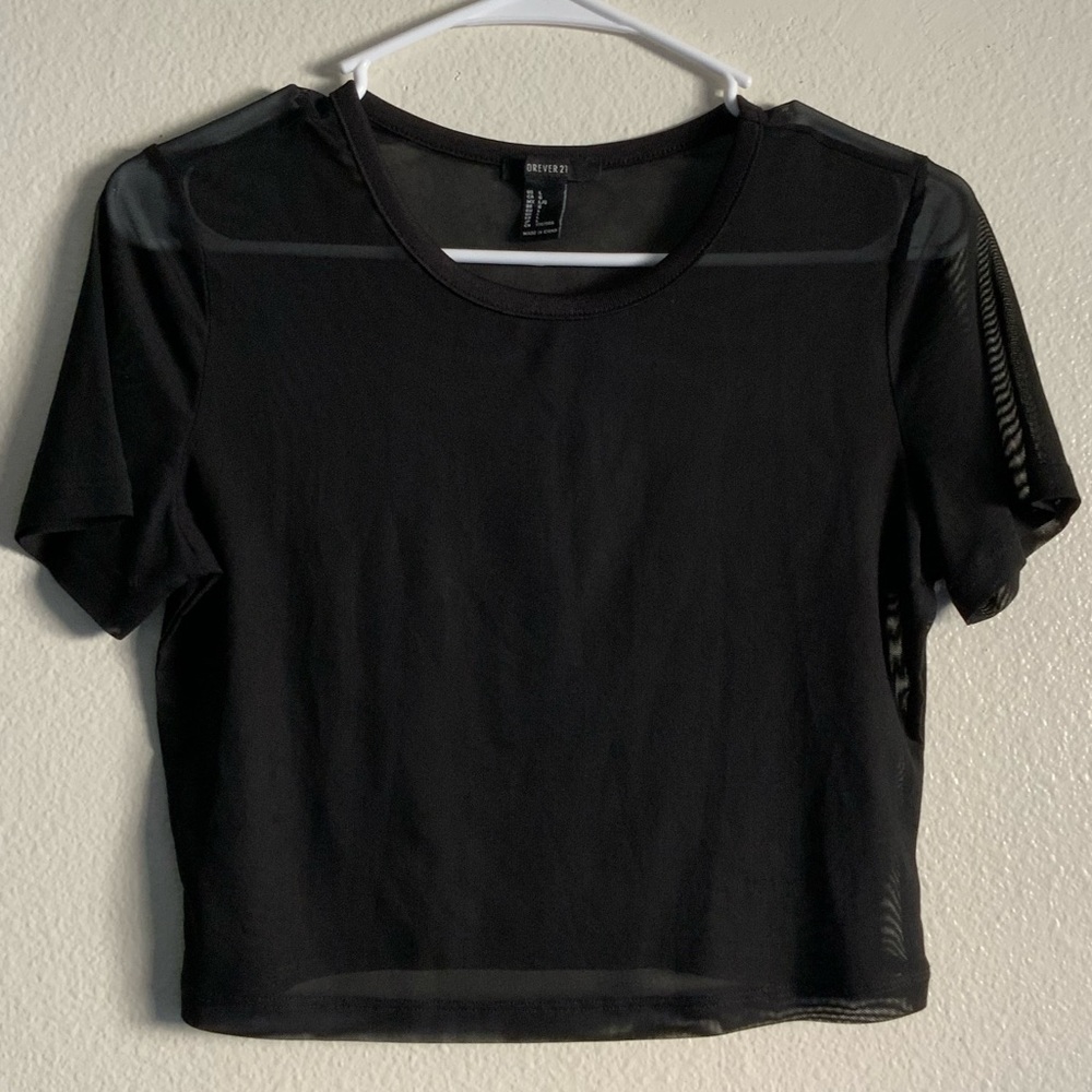 Black see-through mesh top